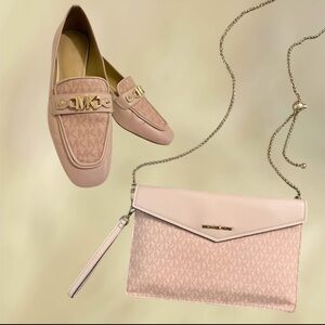 Michael Kors Pink Loafers and Clutch Set